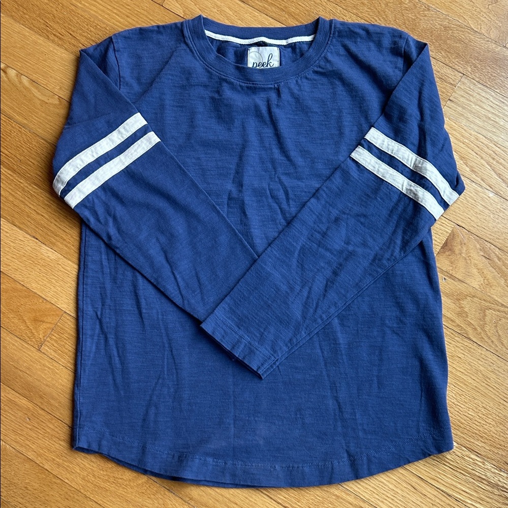 Peek Navy Long Sleeve Tee with White Stripes